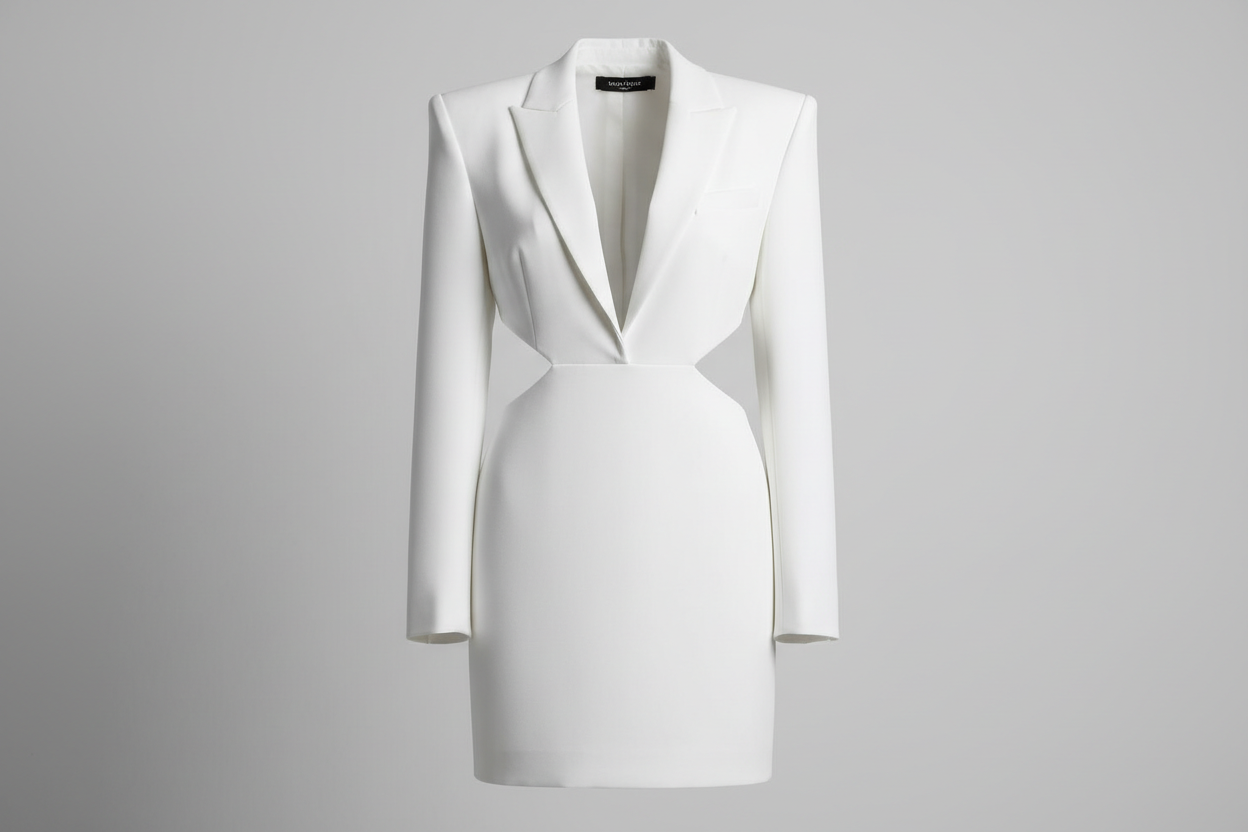 Cut-Out Blazer Dress — White