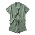 Linen Shirt & Shorts Set — Sage Green
