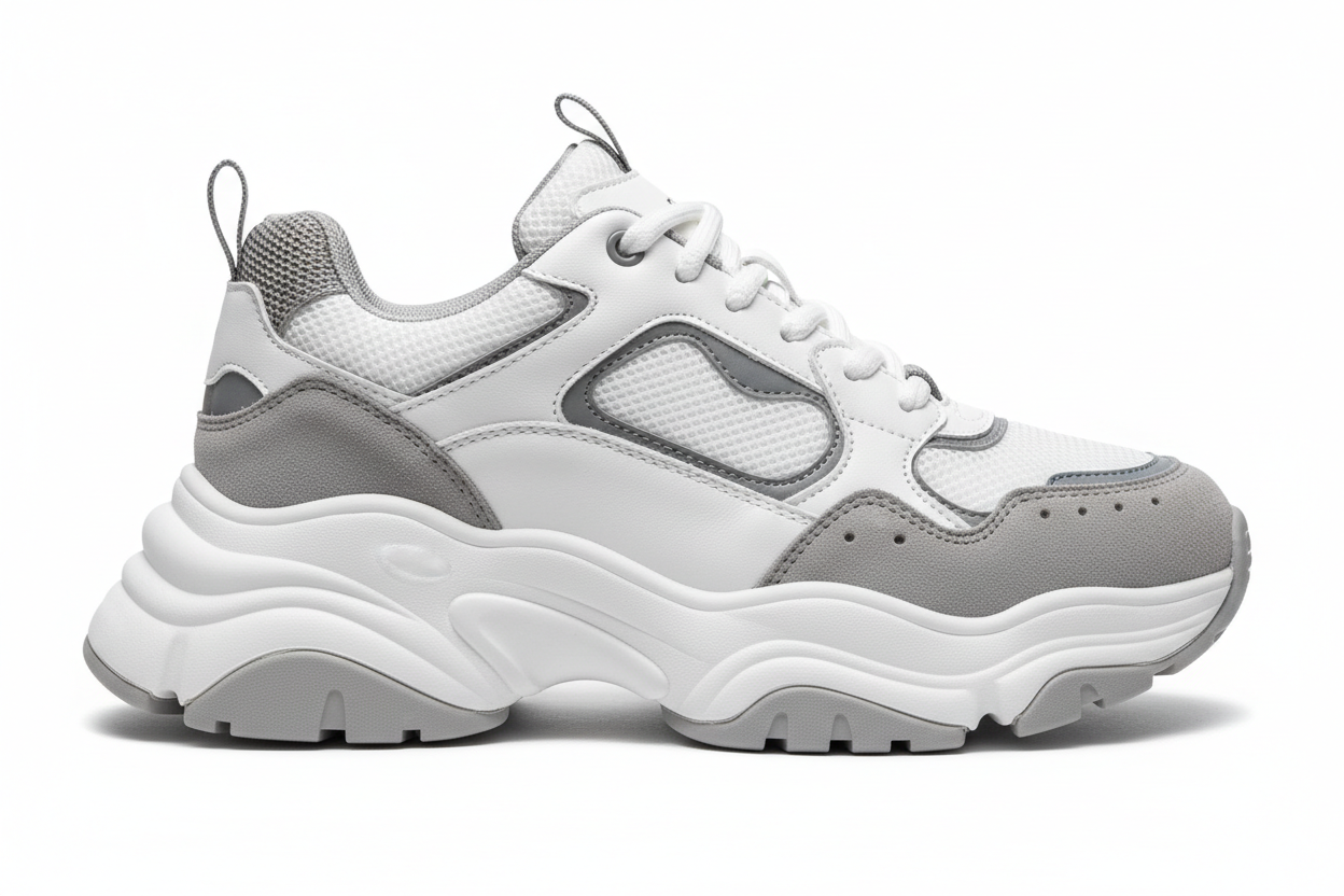 Chunky Dad Trainers — White/Grey