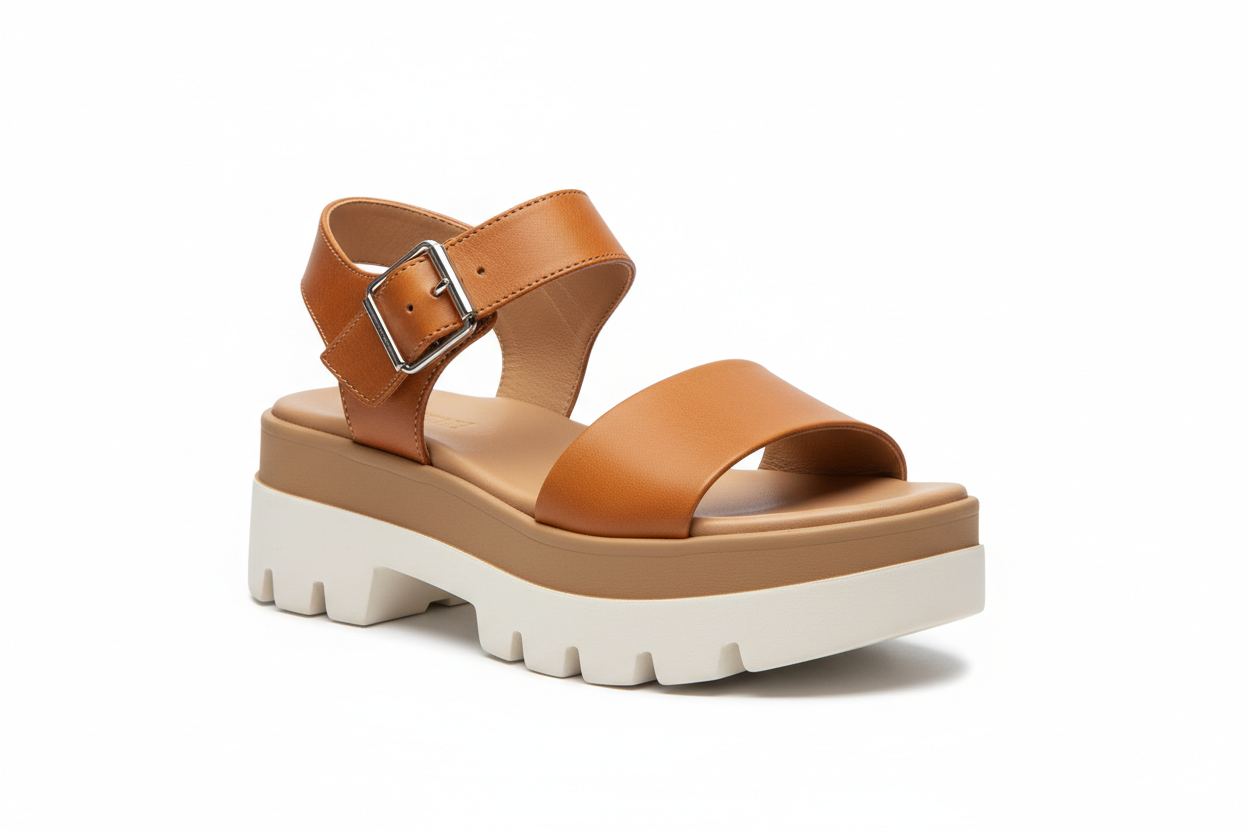 Platform Strap Sandals — Tan
