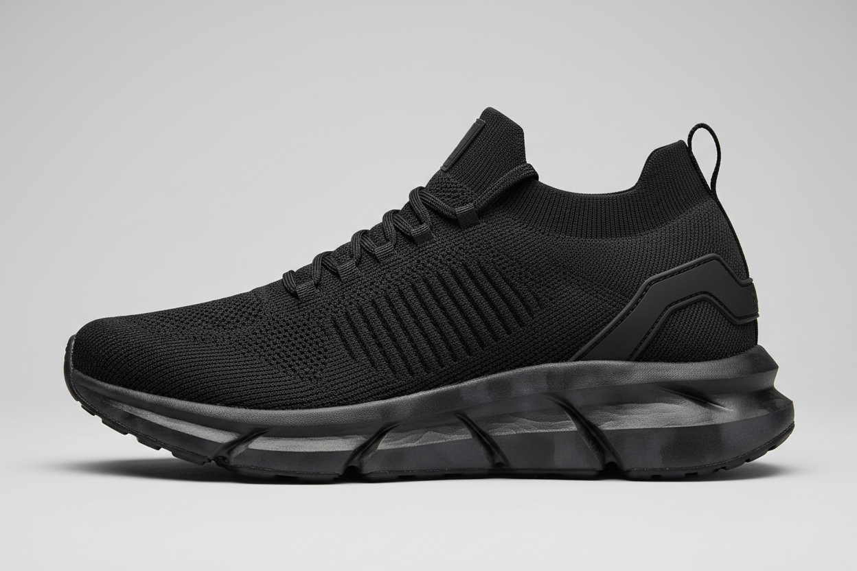 Knit Runner Trainers — Triple Black